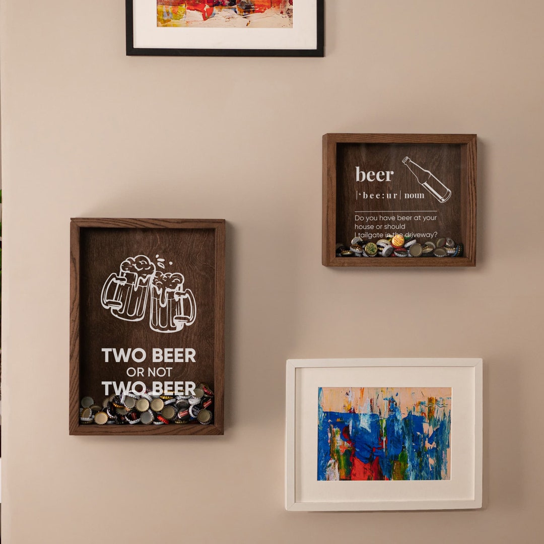 Craft Beer Shadow Box, Mens Room Decor, Shadow Box for Bottle Caps