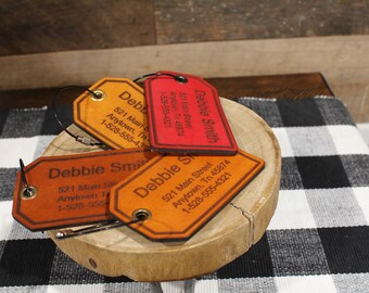 Personalized Leather Luggage Tags | Custom Bag Tag | For Him and Her | Business Travel Gift | Name, Address, Phone| FREE SHIPPING !!