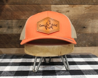 Custom Logo | Rustic Orange / Khaki Back | Classic Trucker Hat  | Fathers Day | Christmas Gift | Birthday Gift| FREE SHIPPING !!