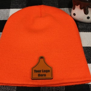 Custom Leather Patch Beanie | Brimless Beanie | Free Shipping | Personalized Gift | Free Shipping |