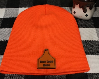 Custom Leather Patch Beanie | Brimless Beanie | Free Shipping | Personalized Gift | Free Shipping |