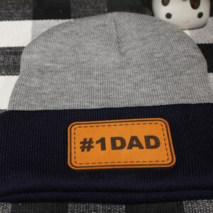 Custom Leather Patch Beanie | Cuffed Beanie | Free Shipping | Personalized Gift | Free Shipping |