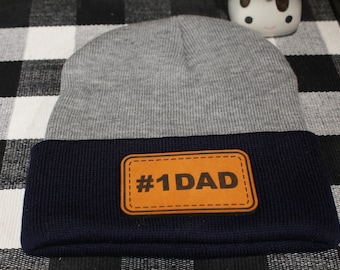 Custom Leather Patch Beanie | Cuffed Beanie | Free Shipping | Personalized Gift | Free Shipping |