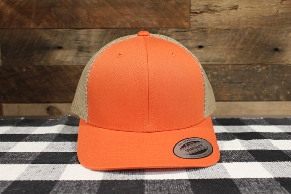 Custom Logo | Rustic Orange / Khaki Back | Classic Trucker Hat | Fathers Day | Christmas Gift | Birthday Gift| !!