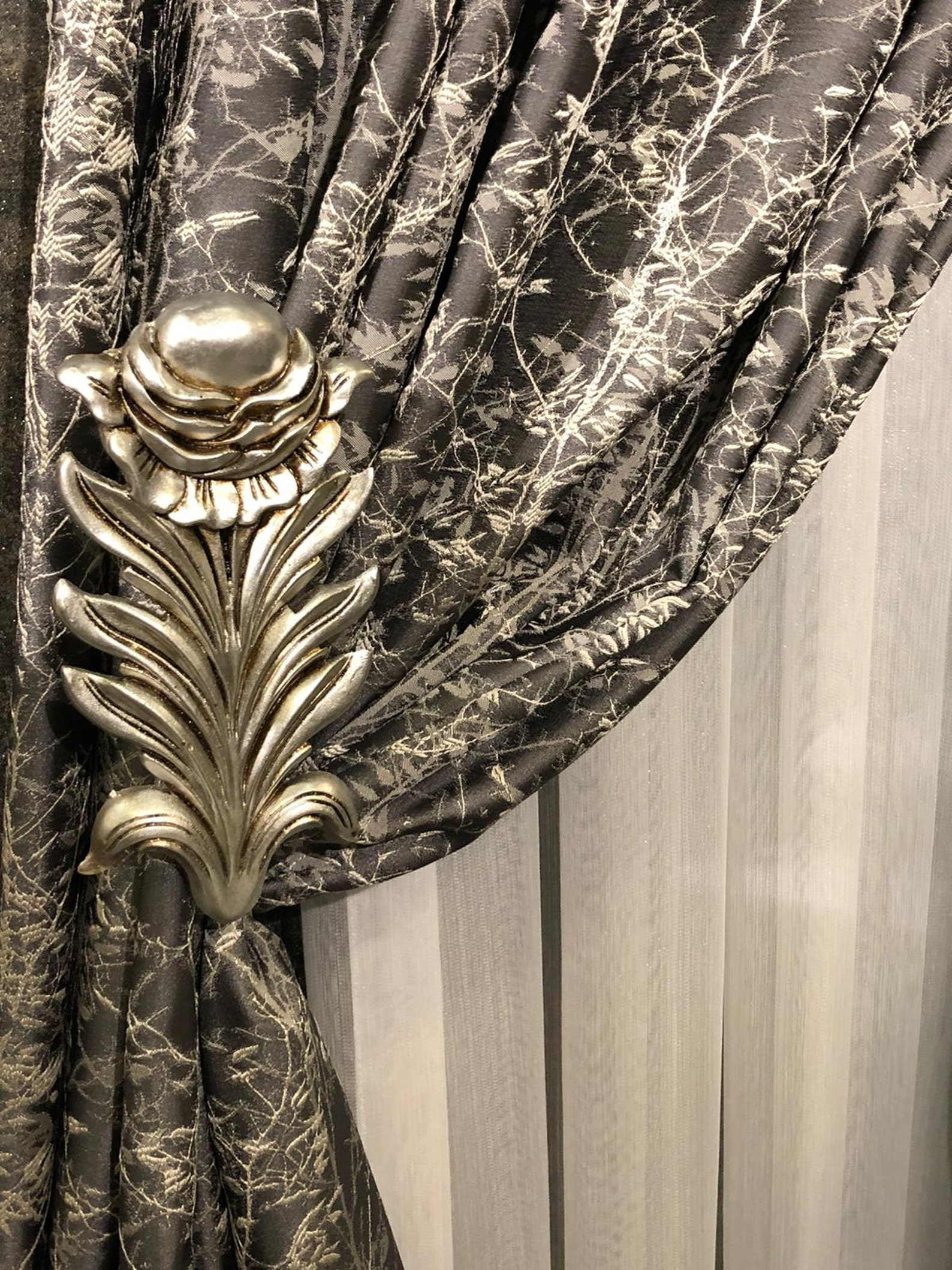 Rose Curtain Holdback Etsy