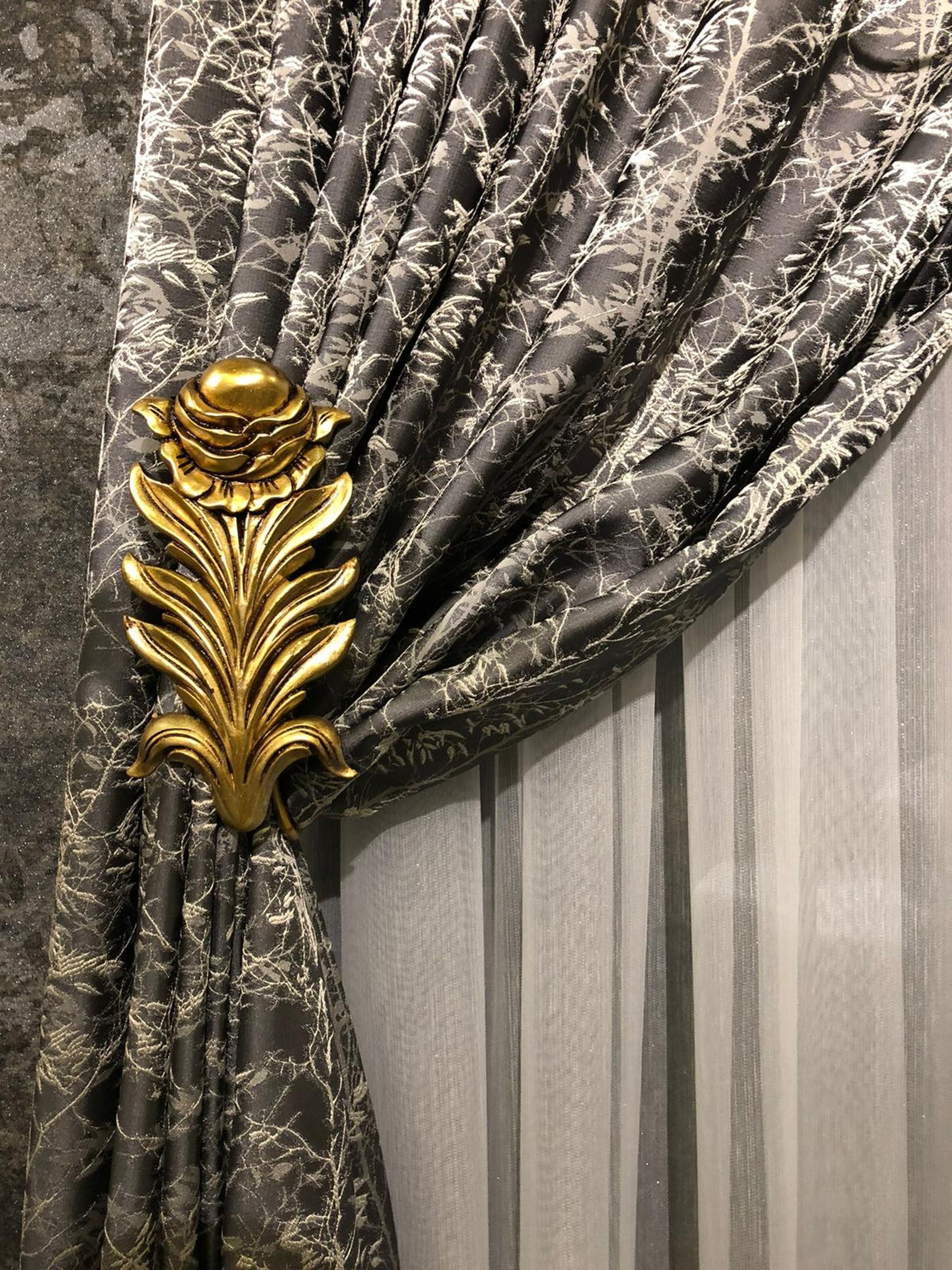 Rose Curtain Holdback Etsy