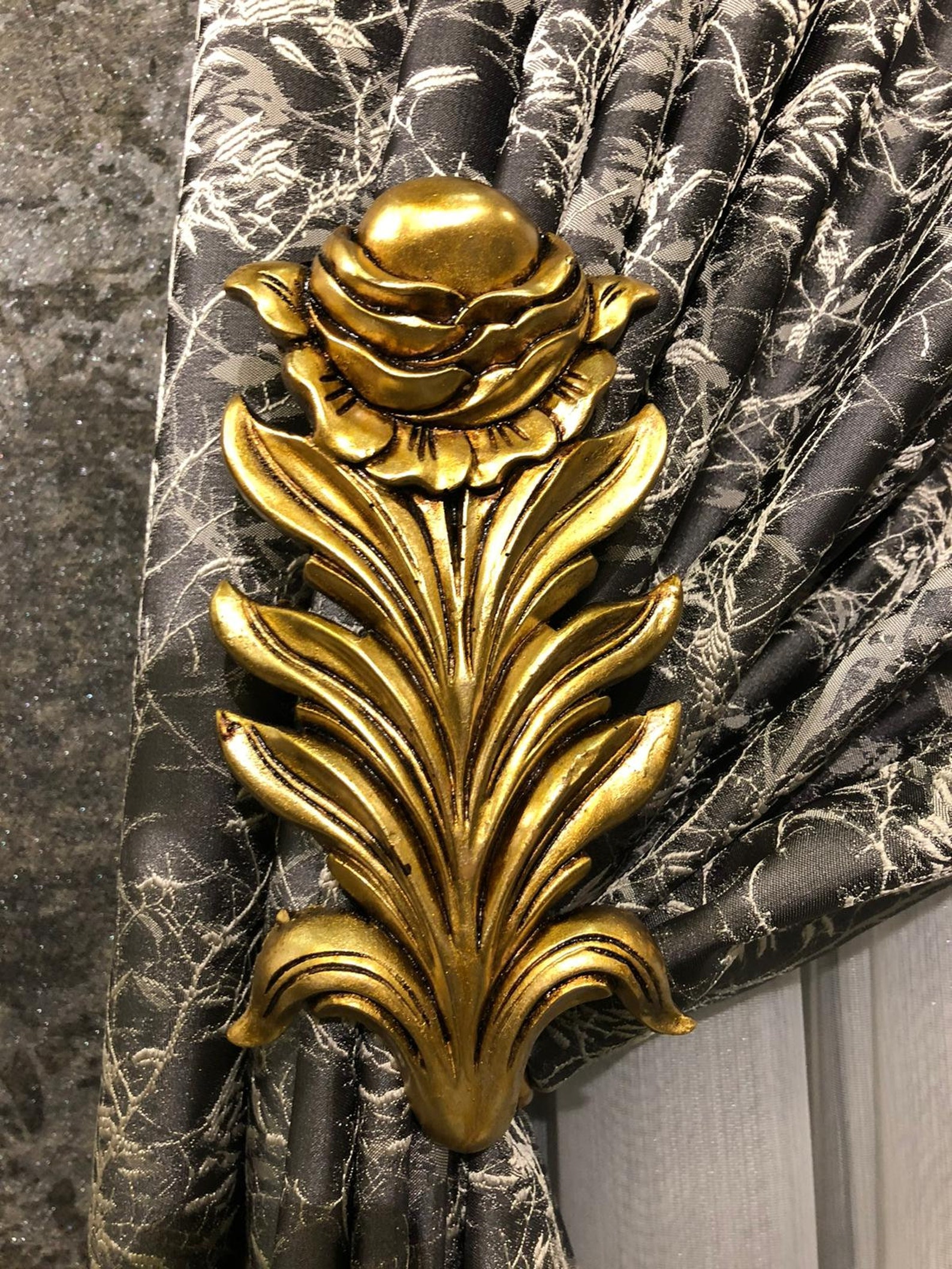 Rose Curtain Holdback Etsy