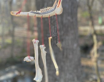 Handcrafted Bone Wind Chime – Rustic Natural Art, Gothic Protection Energy