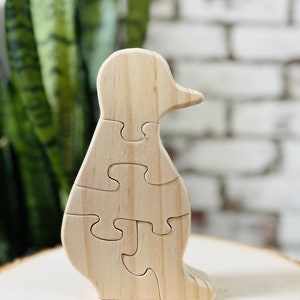 Handcrafted Wooden Penguin Puzzle | Open Ended Play | Montessori Play Set | Waldorf Toy