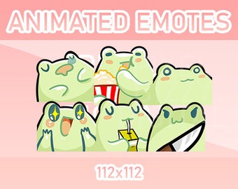 Pack d'émoticônes grenouilles animées, Twitch, Discord, émoticônes Kick (Ensemble de 6)