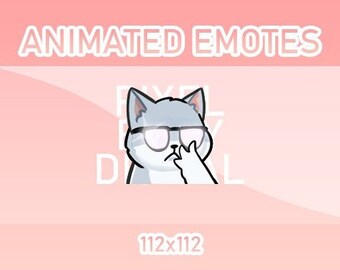 Emotes animées Twitch, Discord et Kick - Lunettes animees chat blanc
