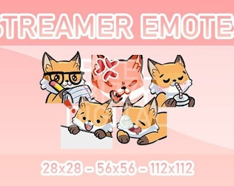 Fox Streamer Emotes – Twitch, YouTube, Discord (Set of 5)