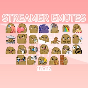 Animated Twitch, Discord and Kick Emotes - Animated Potato Pack (Set of 26)
