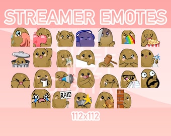 Emotes animés Twitch, Discord et Kick - Pack de pommes de terre animés (Ensemble de 26)