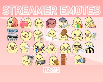 Animated Twitch, Discord and Kick Emotes - Animated Chick Pack (Set of 26)