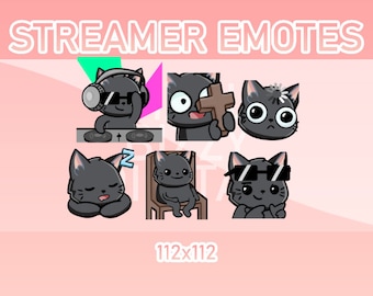 Animated Black Cat Emotes for Twitch, Discord, and Kick (Set of 6) (GIF)