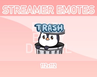 Emotes animés Twitch, Discord et Kick - Poubelle animée de pingouin