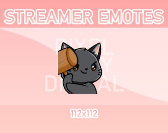 Animated Twitch, Discord and Kick Emotes - Animated Black Cat Hammer