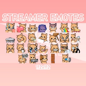 Animated Twitch, Discord and Kick Emotes - Animated Orange Tabby Cat Pack (Set of 26)