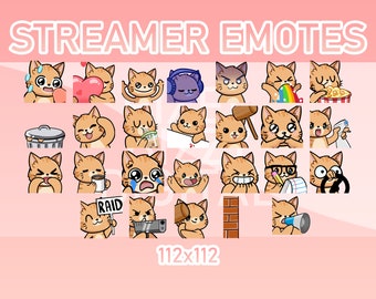 Animated Twitch, Discord and Kick Emotes - Animated Orange Tabby Cat Pack (Set of 26)