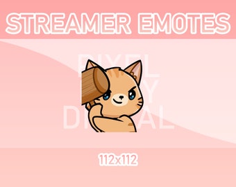Animated Twitch, Discord and Kick Emotes - Animated Orange Tabby Cat Hammer
