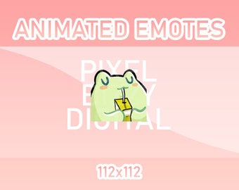 Emotes animés Twitch, Discord et Kick - Grenouille animée à boire du jus