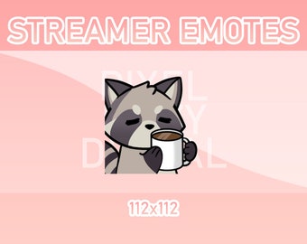 Animated Twitch, Discord and Kick Emotes - Animated Raccoon Coffee