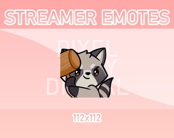 Animated Twitch, Discord and Kick Emotes - Animated Raccoon Hammer