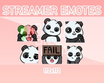 Animated Twitch, Discord and Kick Emotes - Animated Panda Pack #1 (Set of 6) - Facepalm / Fail Sign / Flirty / Glowsticks / Punch / Wiggle