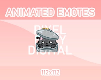 Animated Twitch, Discord and Kick Emotes - Animated Trash Can Black Cat