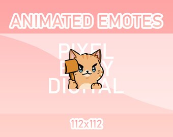 Animated Twitch, Discord and Kick Emotes - Animated Orange Cat Ban Hammer