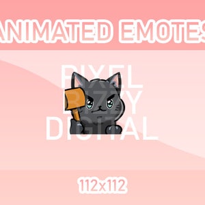 Animated Twitch, Discord and Kick Emotes - Animated Black Cat Ban Hammer
