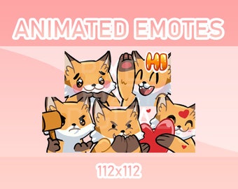 Animated Fox Emotes, Twitch, Discord, Kick, Set of 5 (GIFs)