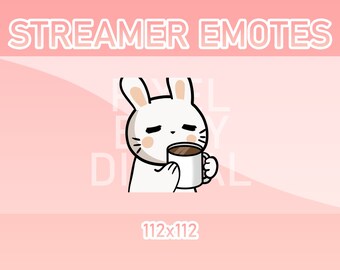 Animated Twitch, Discord and Kick Emotes - Animated White Rabbit Coffee