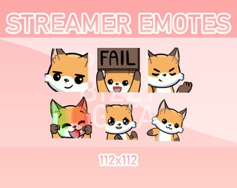 Animated Fox Emotes, Twitch, Discord, Kick Streamer Pack (Set of 6)