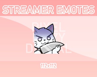 Emotes animés Twitch, Discord et Kick - Couteau chat blanc animé