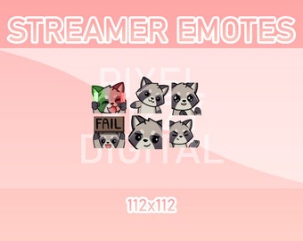 Animated Raccoon Emotes for Twitch, Discord, Kick (Set of 6)