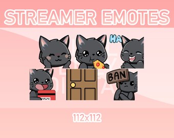 Émoticônes animées Black Cat, Twitch, Discord, Kick, lot de 6