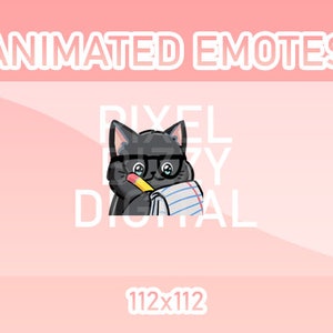 Animated Twitch, Discord and Kick Emotes - Animated Black Cat Notes