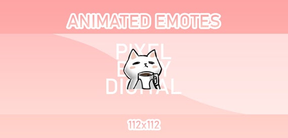 Animated Twitch, Discord and Kick Emotes - Animated White Cat Coffee