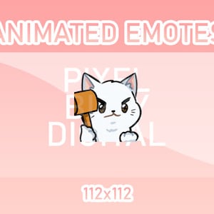 Animated Twitch, Discord and Kick Emotes - Animated White Cat Ban Hammer