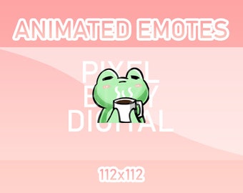 Emotes animés Twitch, Discord et Kick - Grenouille café animée
