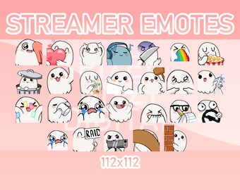 Animated Twitch, Discord and Kick Emotes - Animated Ghost Pack (Set of 26)