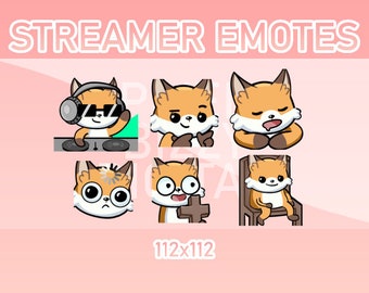 Animated Fox Emotes for Twitch, Discord, Kick (Set of 6)