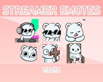 Animated Polar Bear Emotes, Twitch, Discord, Kick (Set of 6)