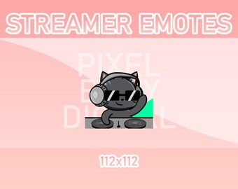 Animated Twitch, Discord and Kick Emotes - Animated Black Cat DJ