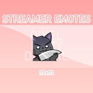 Animated Twitch, Discord and Kick Emotes - Animated Black Cat Knife