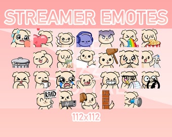 Animated Twitch, Discord and Kick Emotes - Animated Dog Pack (Set of 26)