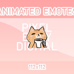 Animated Twitch, Discord and Kick Emotes - Animated Orange Cat Coffee