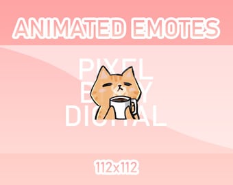 Animated Twitch, Discord and Kick Emotes - Animated Orange Cat Coffee